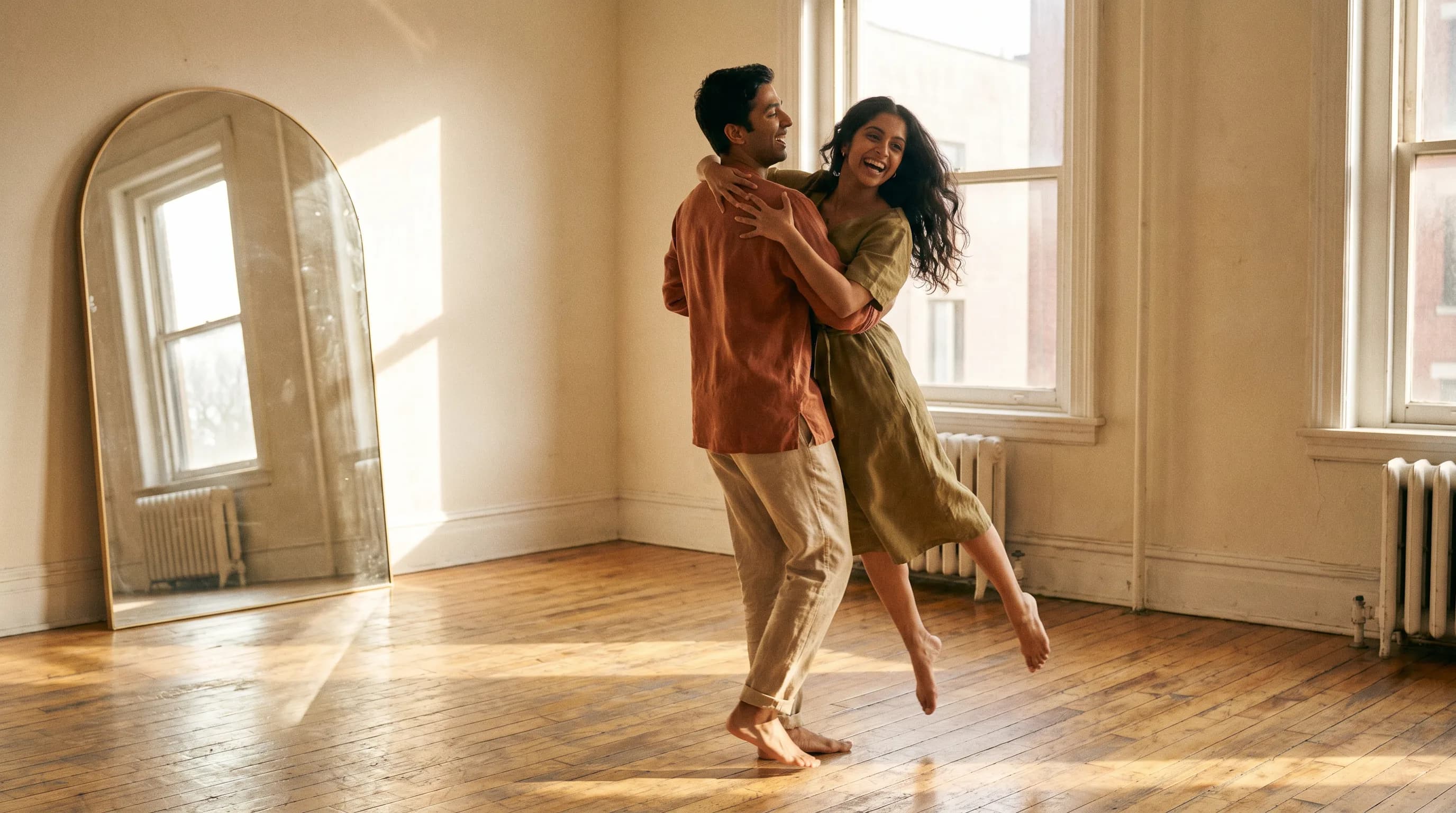 Couple rehearsing choreography